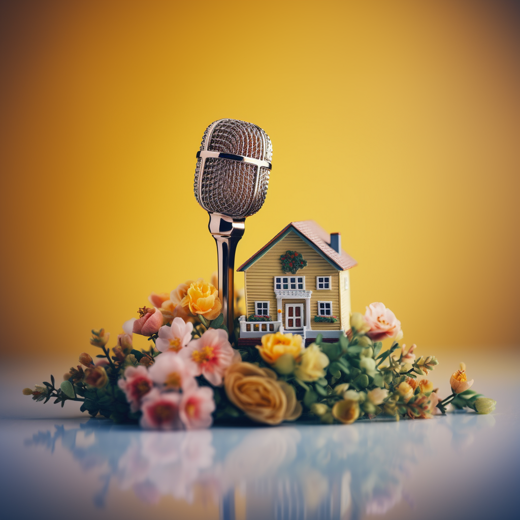 smilestack_microphone_with_a_house_with_flowers_with_a_flat_cle_4acb1bb2-7f74-46e8-a826-698db5ba9510